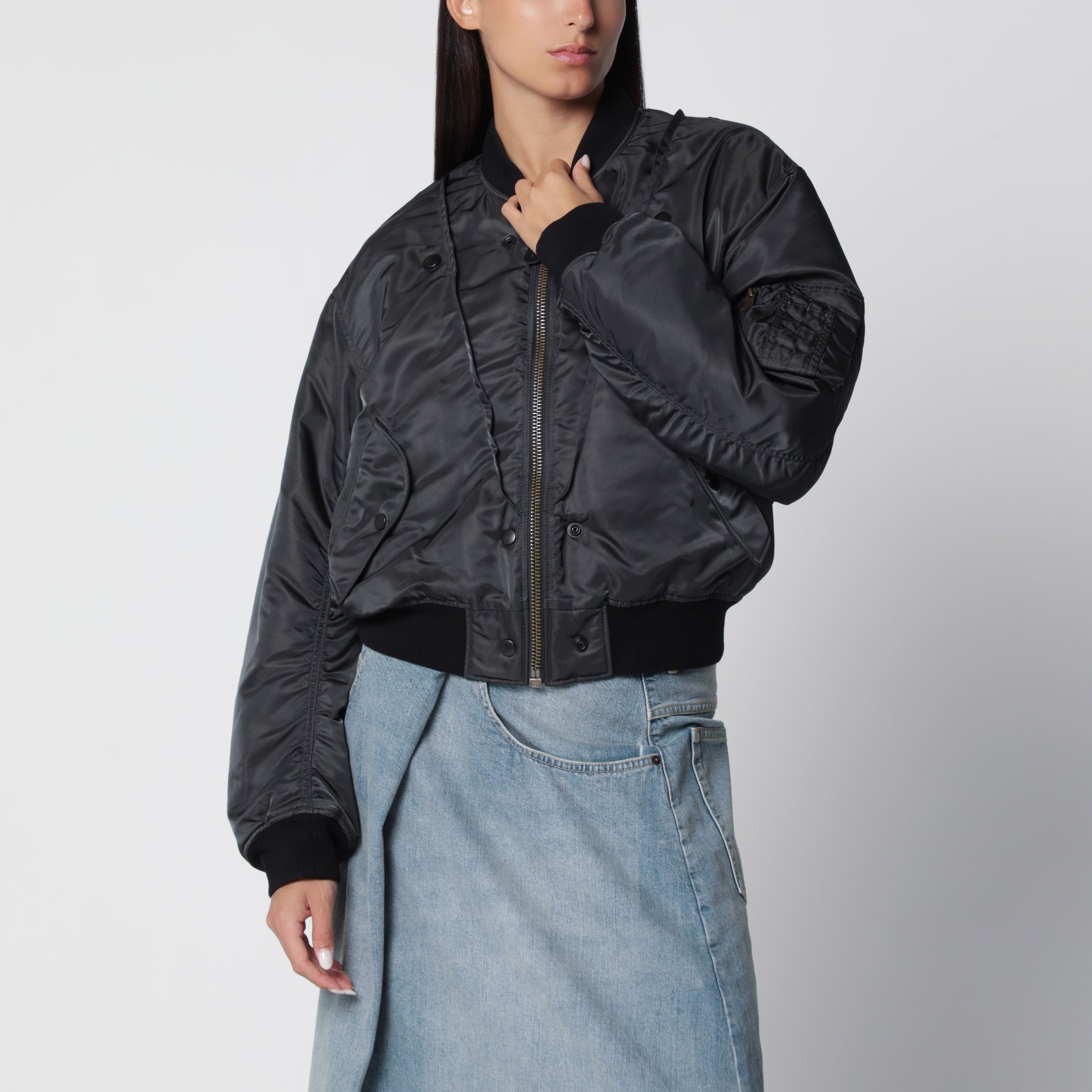 Reversible dark grey MA-1 jacket