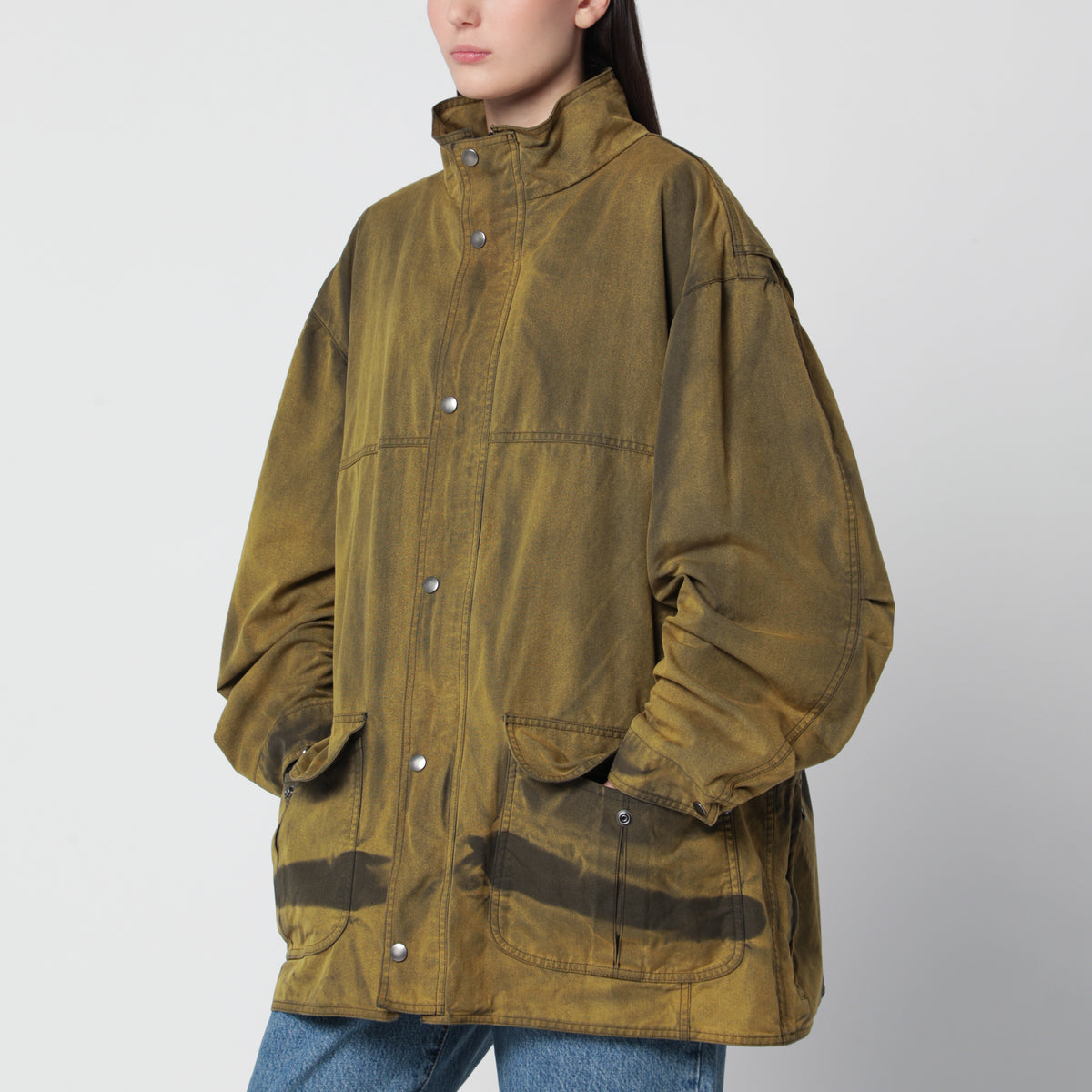Moss green cotton overshirt jacket