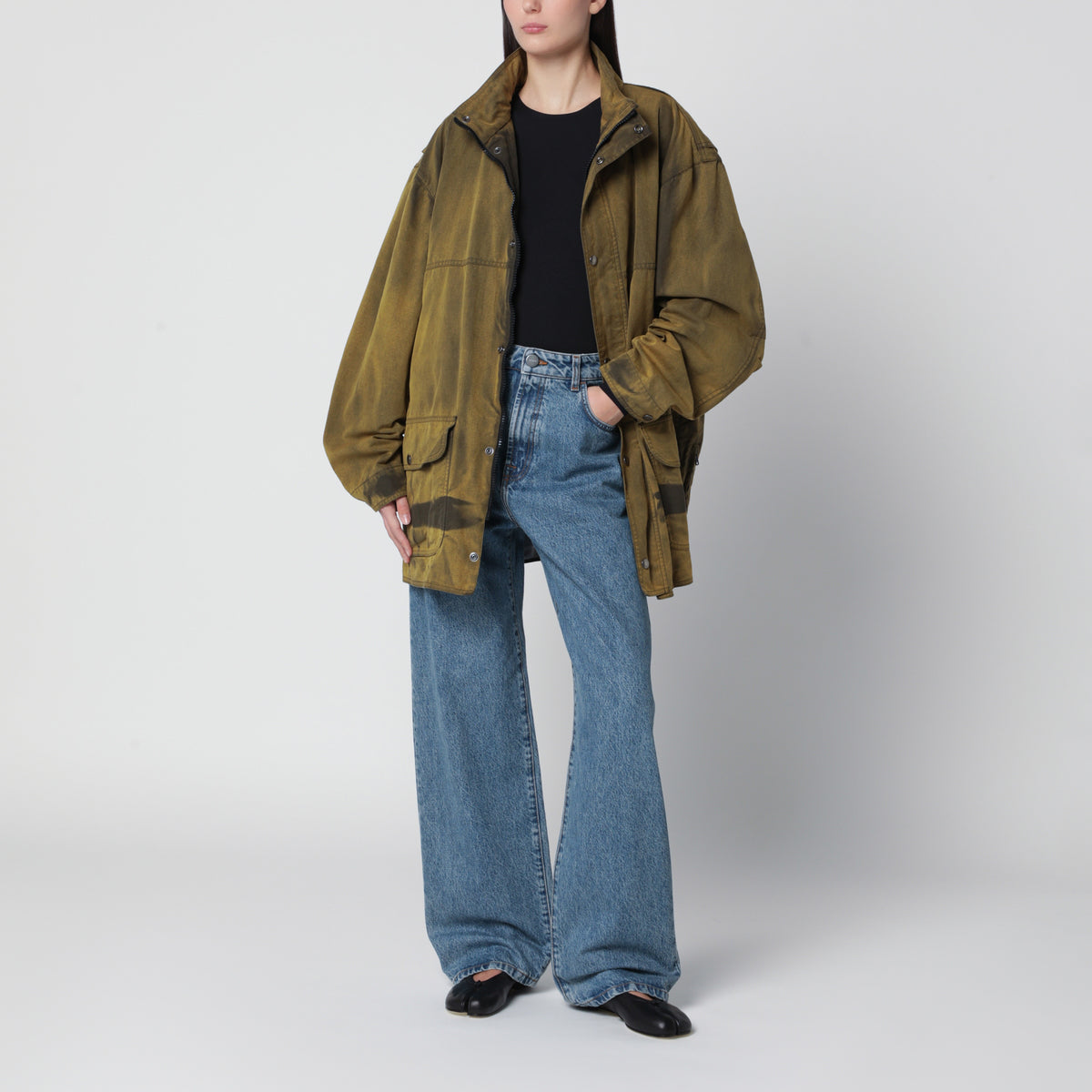 Moss green cotton overshirt jacket