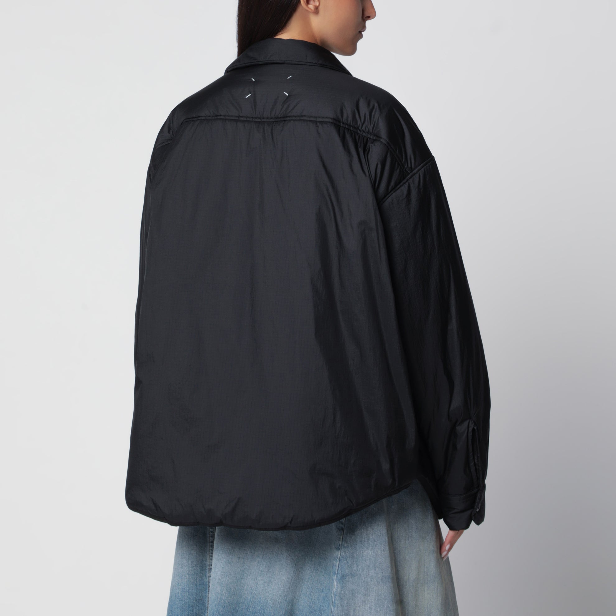 Oversized black padded jacket in polyamide
