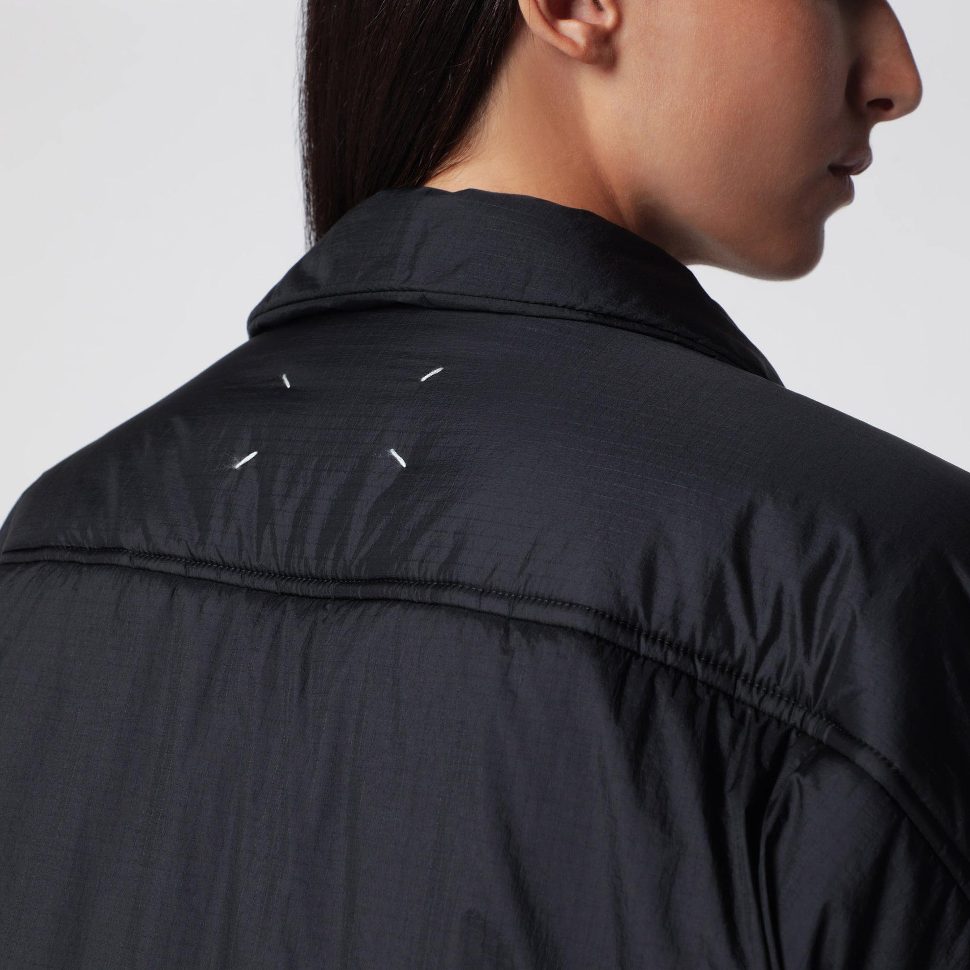 Oversized black padded jacket in polyamide