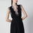 Black silk midi dress with lace