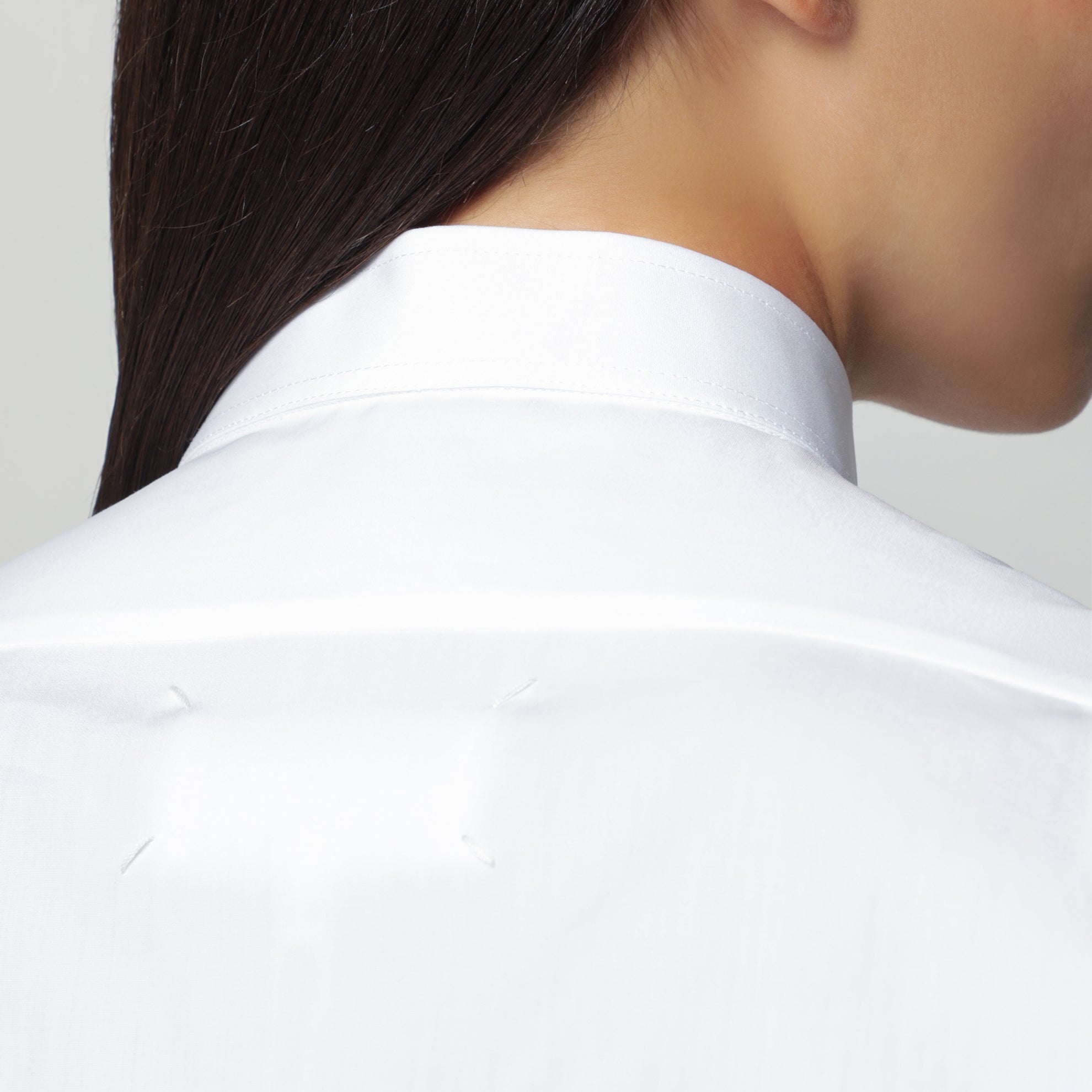 Camicia a maniche corte bianca in popeline di cotone