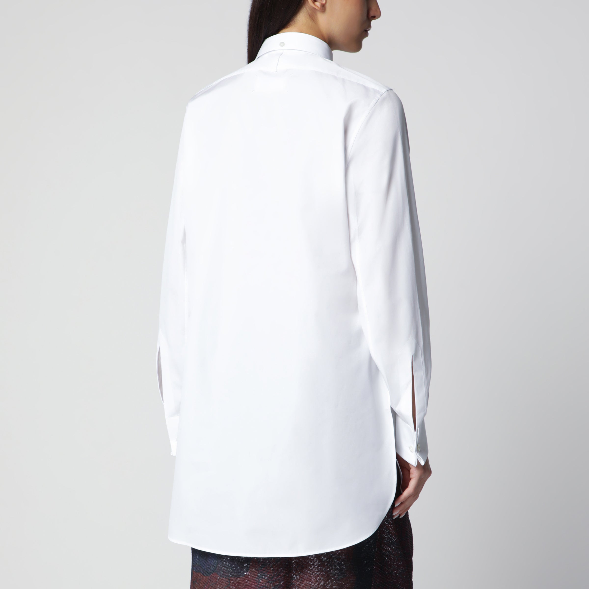 Maison Margiela Long-sleeve cotton poplin shirt in white | TheDoubleF