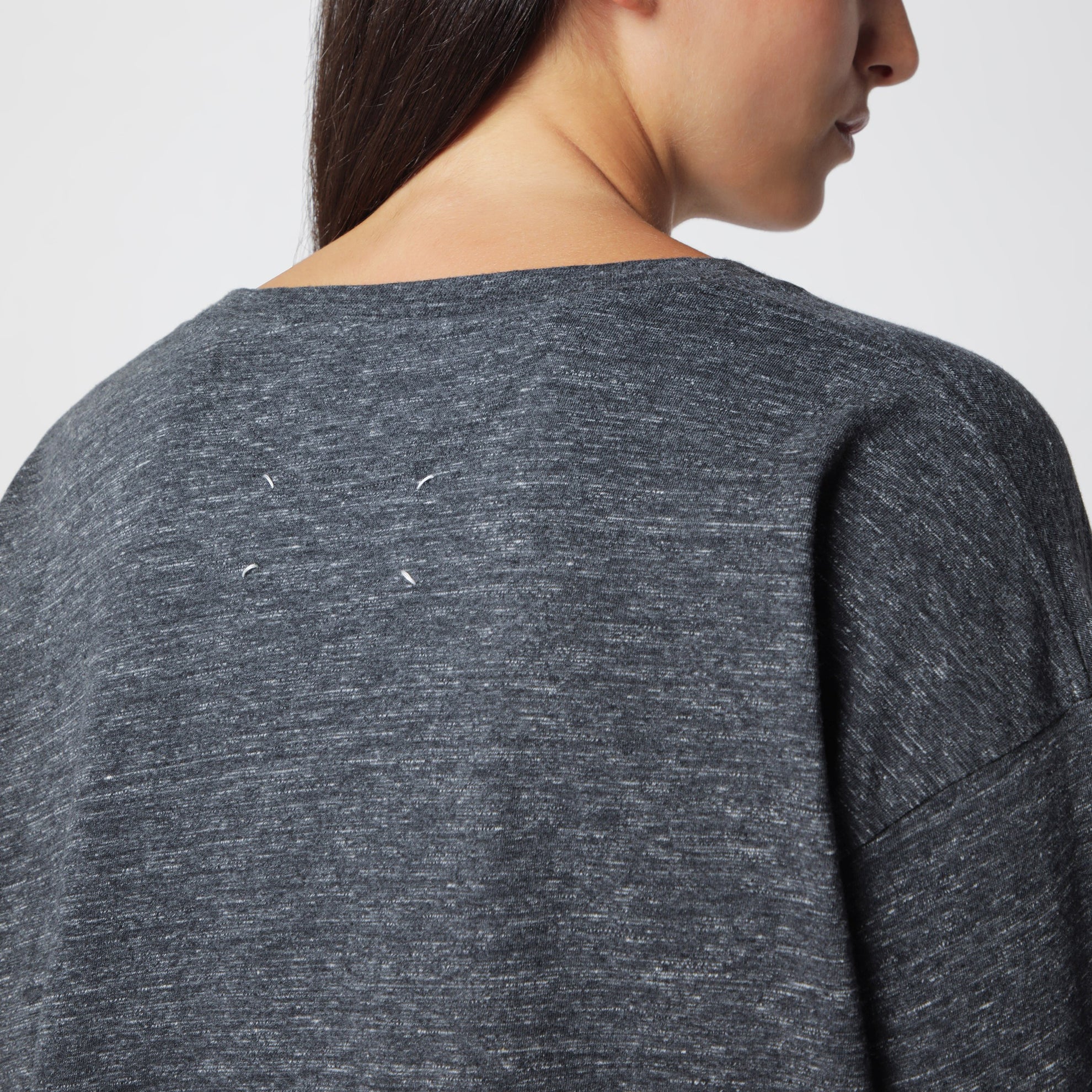 Long-sleeve cotton T-shirt in dark grey
