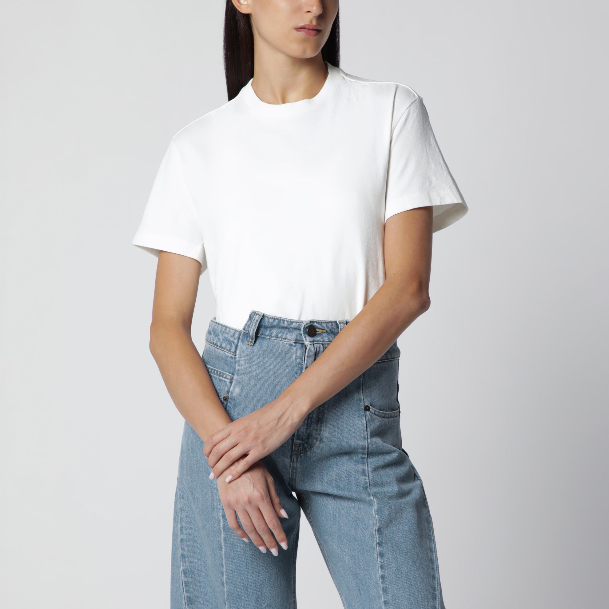 T-shirt a doppio strato in cotone bianca