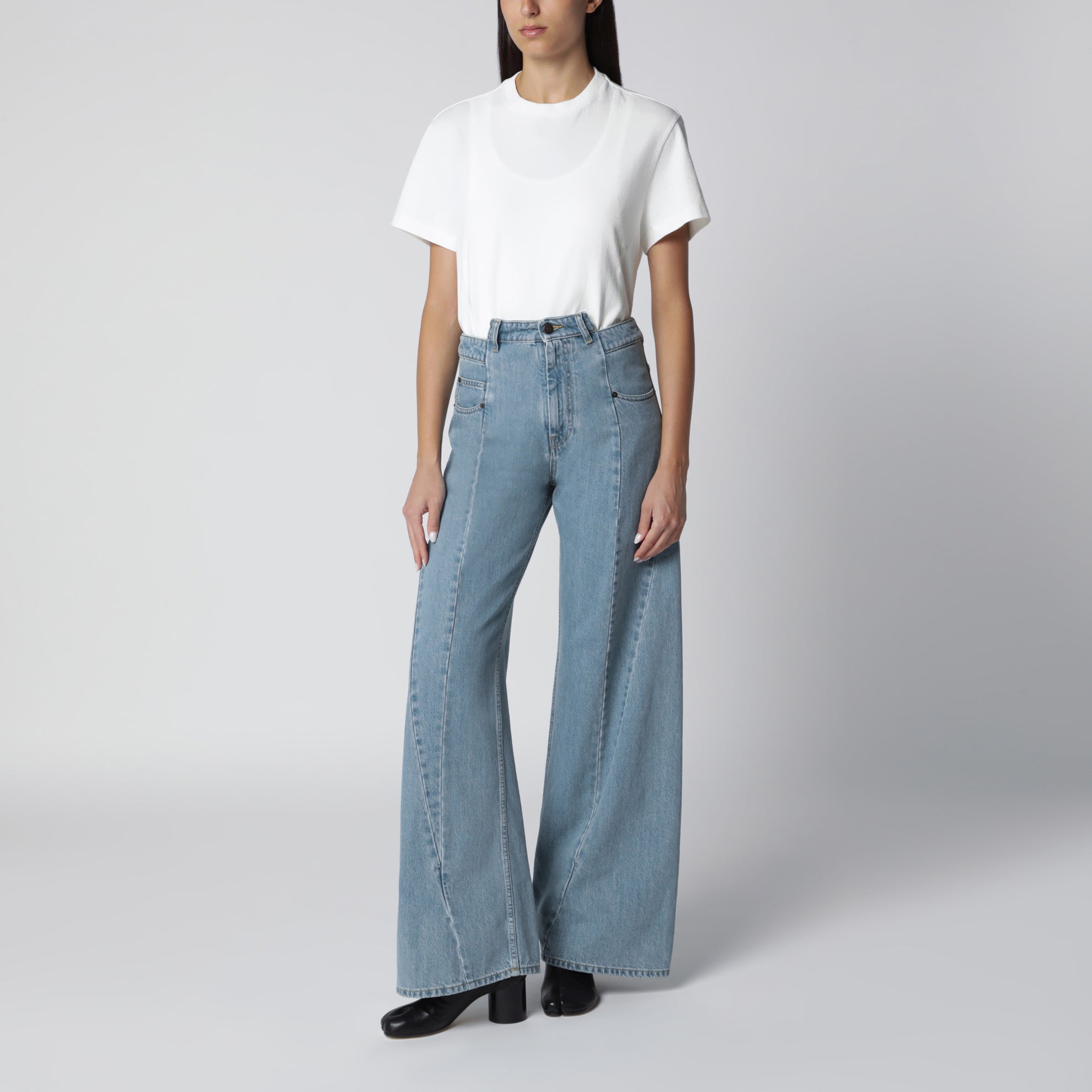 T-shirt a doppio strato in cotone bianca