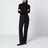 Pantaloni dritti blu navy in lana vergine