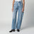 Loose blue jeans with drawstrings