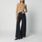 Wide-leg jeans in faded black cotton denim