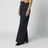 Wide-leg jeans in faded black cotton denim