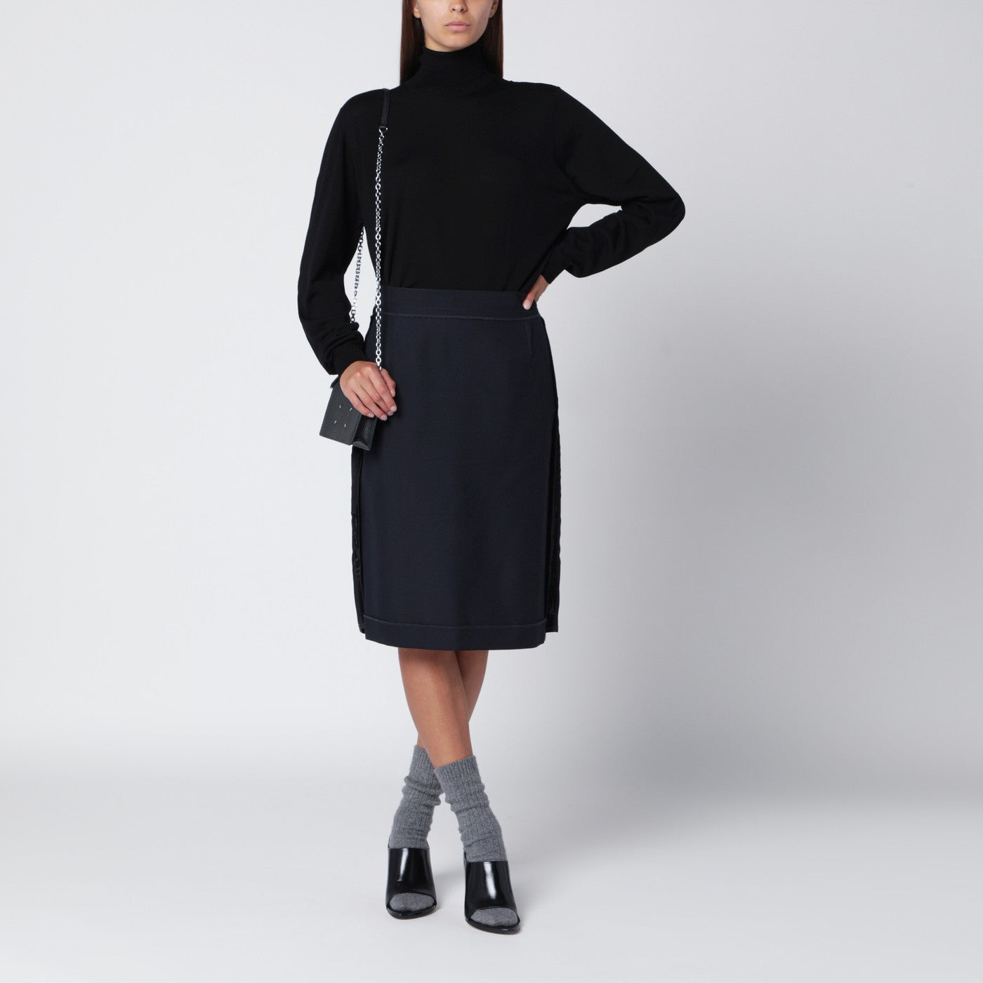 Maison Margiela Blue skirt with satin side panels | TheDoubleF