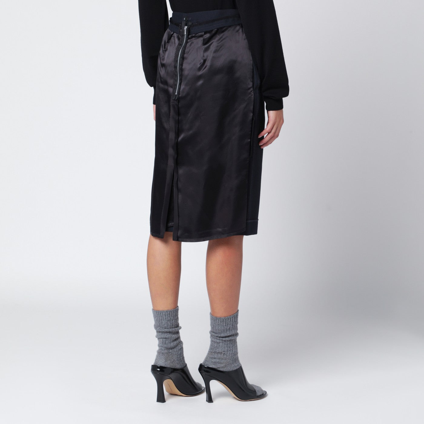 Maison Margiela Blue skirt with satin side panels | TheDoubleF