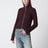 Cardigan con zip in maglia a coste color cioccolato