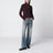 Cardigan con zip in maglia a coste color cioccolato