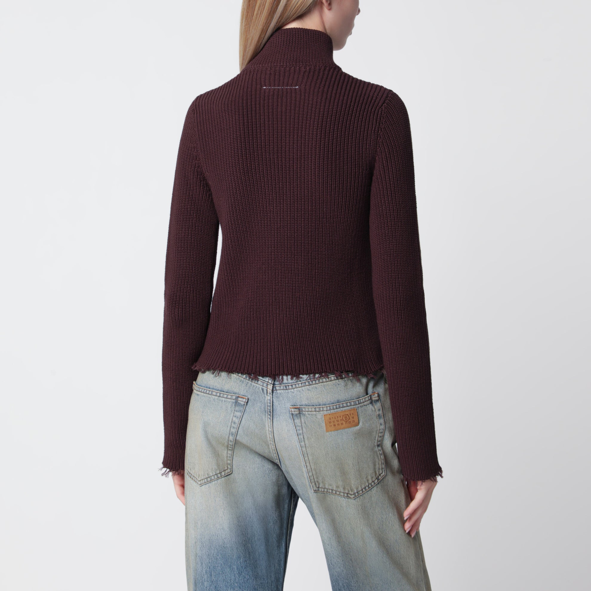 Chocolate rib-knit zip cardigan