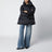 Nylon puffer jacket with detachable sleeves in black