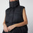 Nylon puffer jacket with detachable sleeves in black