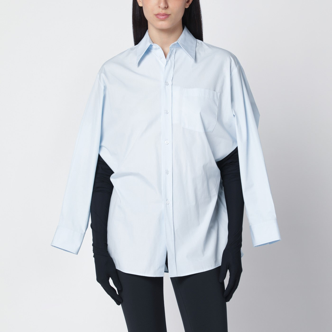 Light blue cotton shirt with gloves