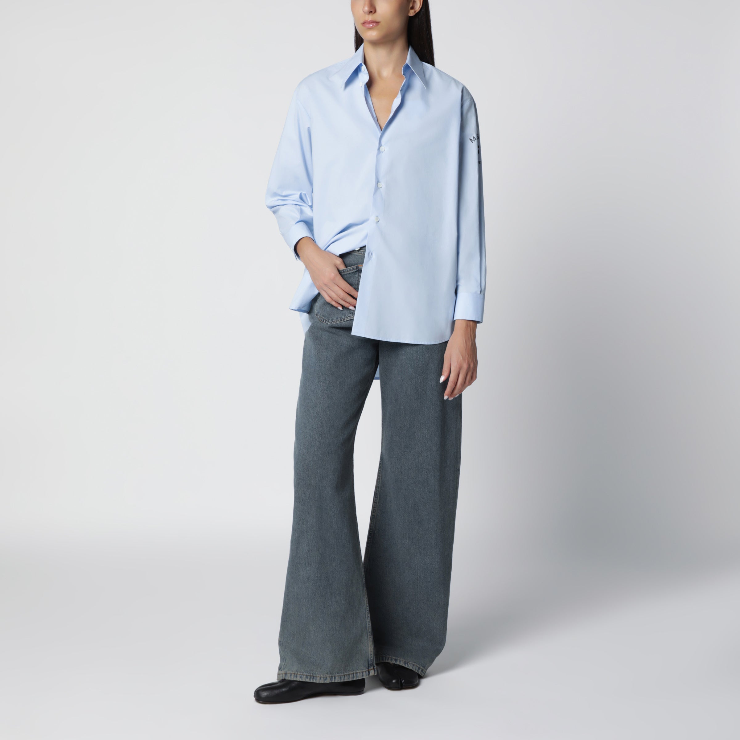 MM6 Maison Margiela Light blue cotton shirt | TheDoubleF