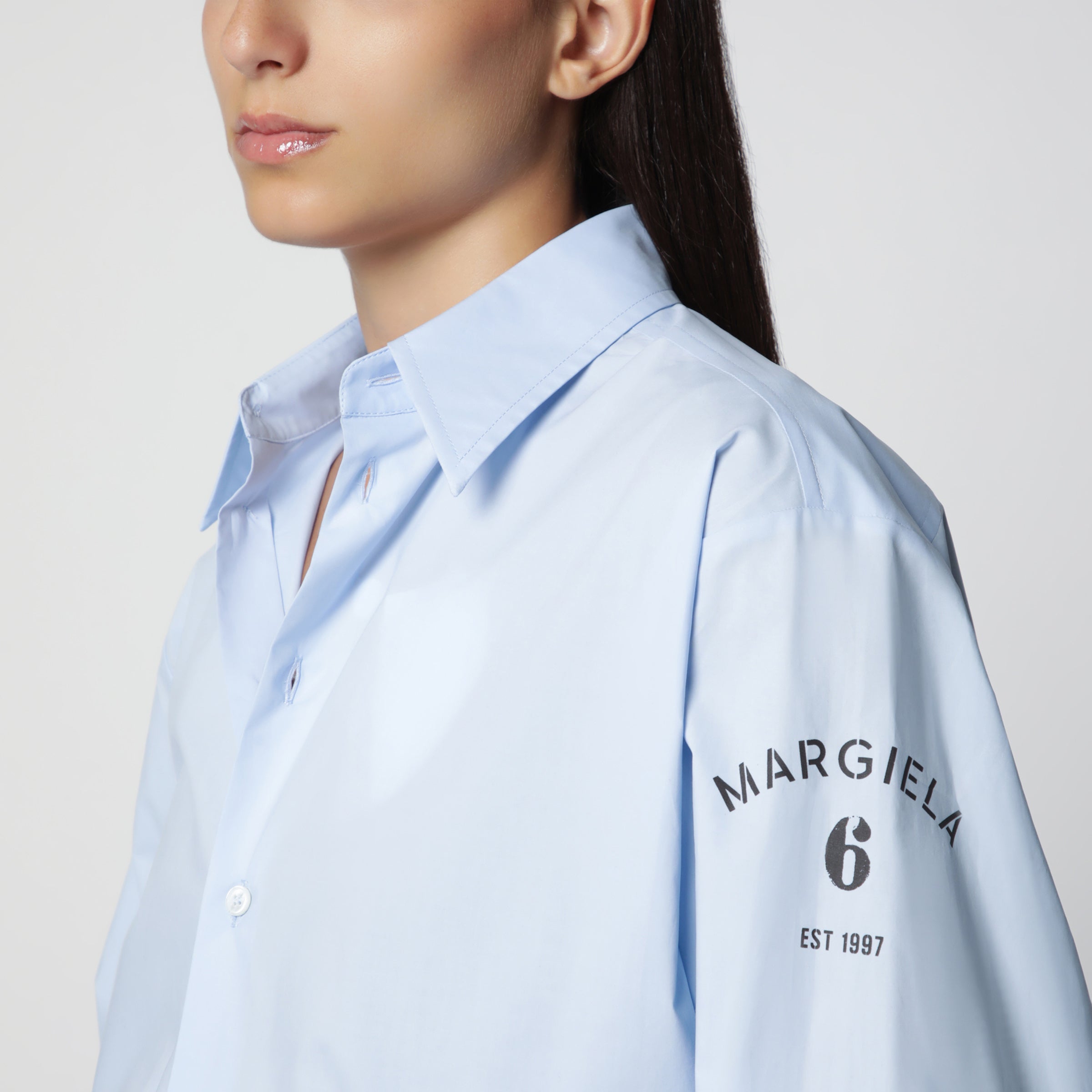 MM6 Maison Margiela Light blue cotton shirt | TheDoubleF