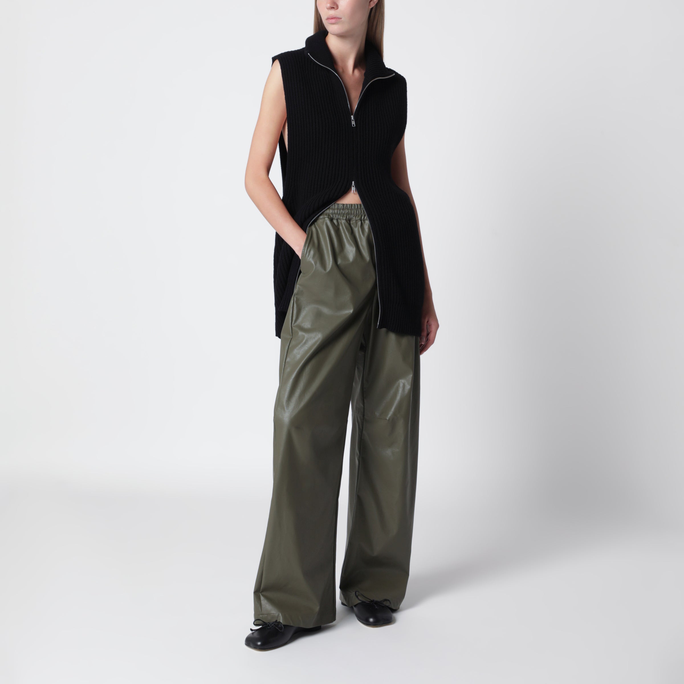 MM6 Maison Margiela Black wool zip vest | TheDoubleF