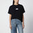 Black cotton jersey T-shirt with logo patch