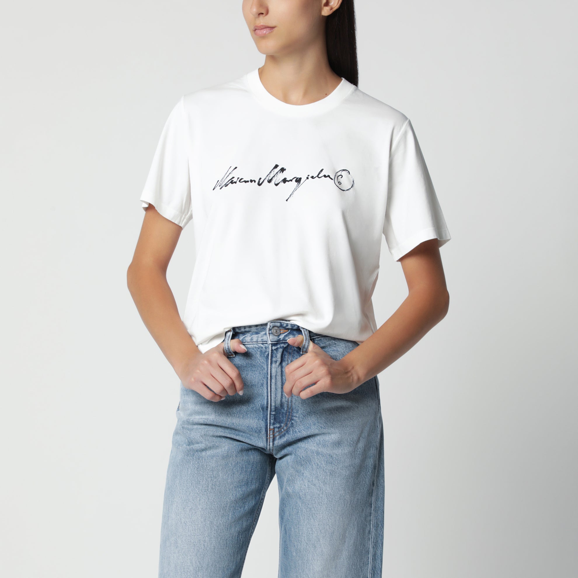 T-shirt bianca con stampa logo
