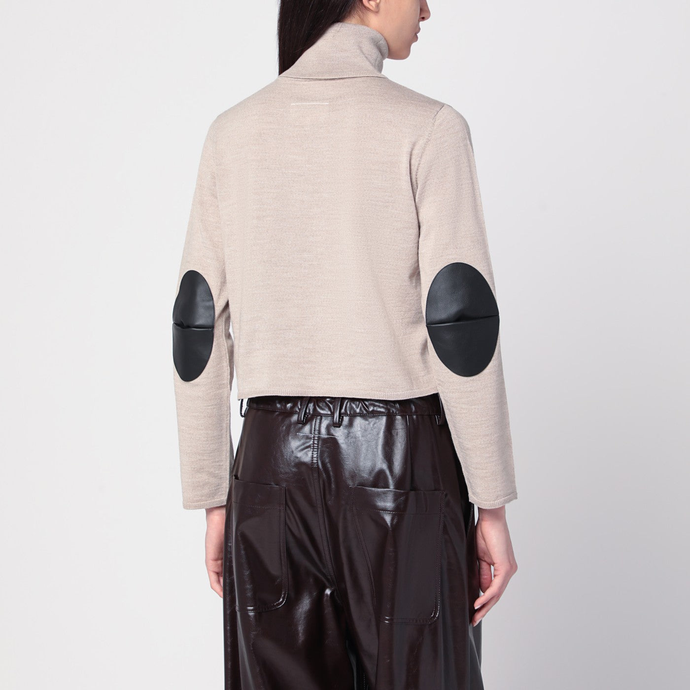 Beige wool blend turtleneck sweater