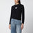 Enger Pullover aus Wollmix mit Kontrastborte, Schwarz