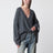 Maglione oversize scollo a V in maglia grigio mélange