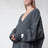 Pull oversize à col V en maille gris mélangé
