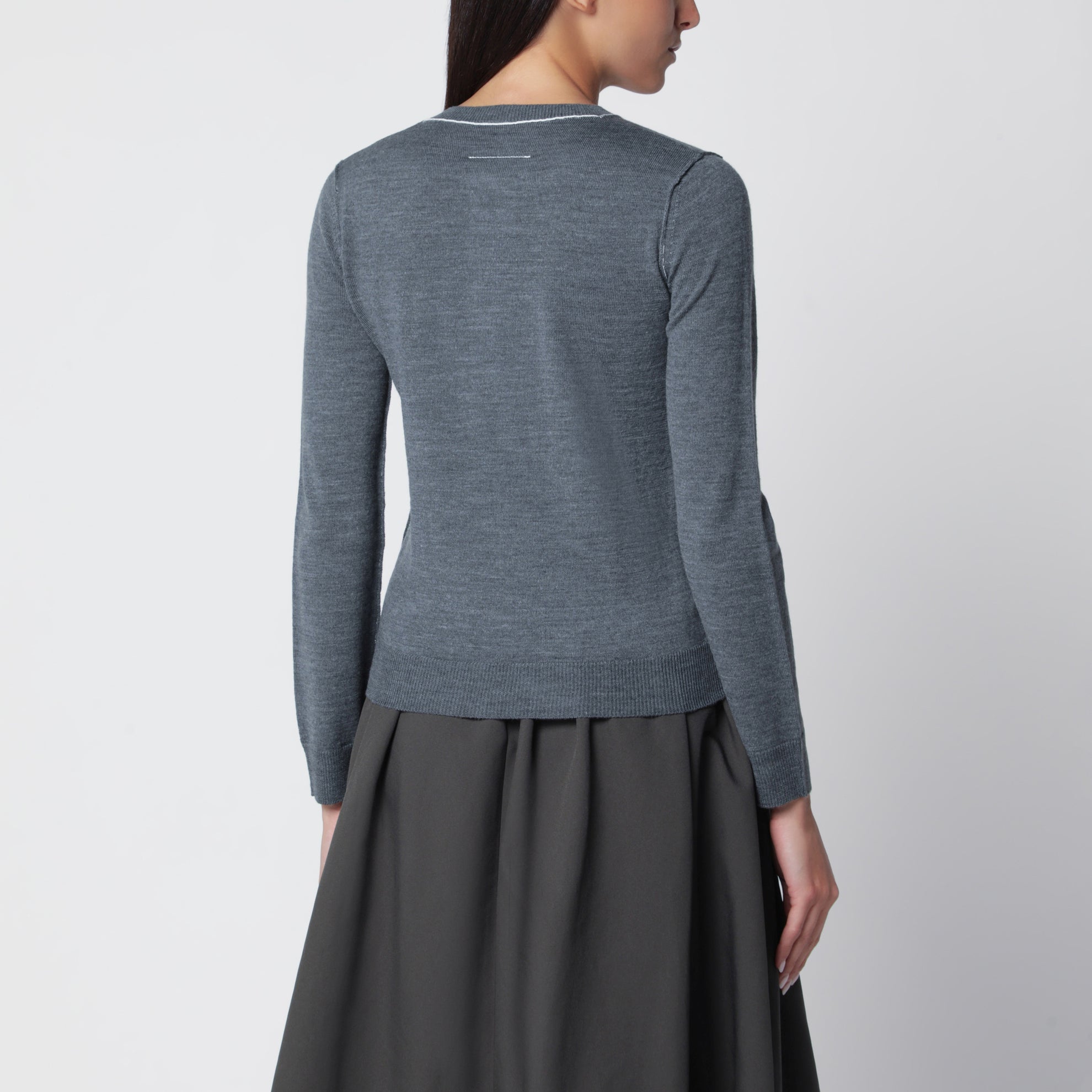Grau melierter Wollmisch-Cardigan