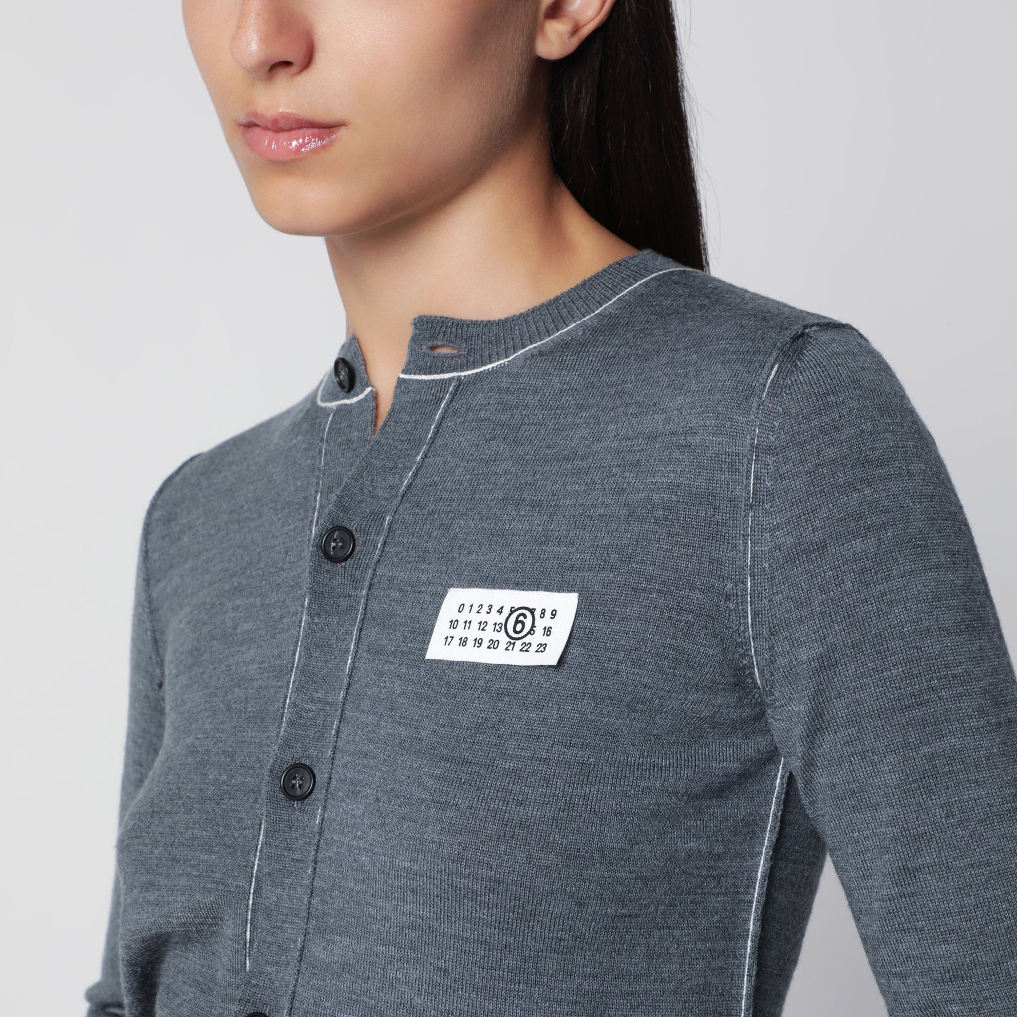 Grau melierter Wollmisch-Cardigan