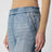 Jeans a gamba larga con cintura sfrangiata blu