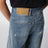 Distressed wide-leg denim jeans in medium blue