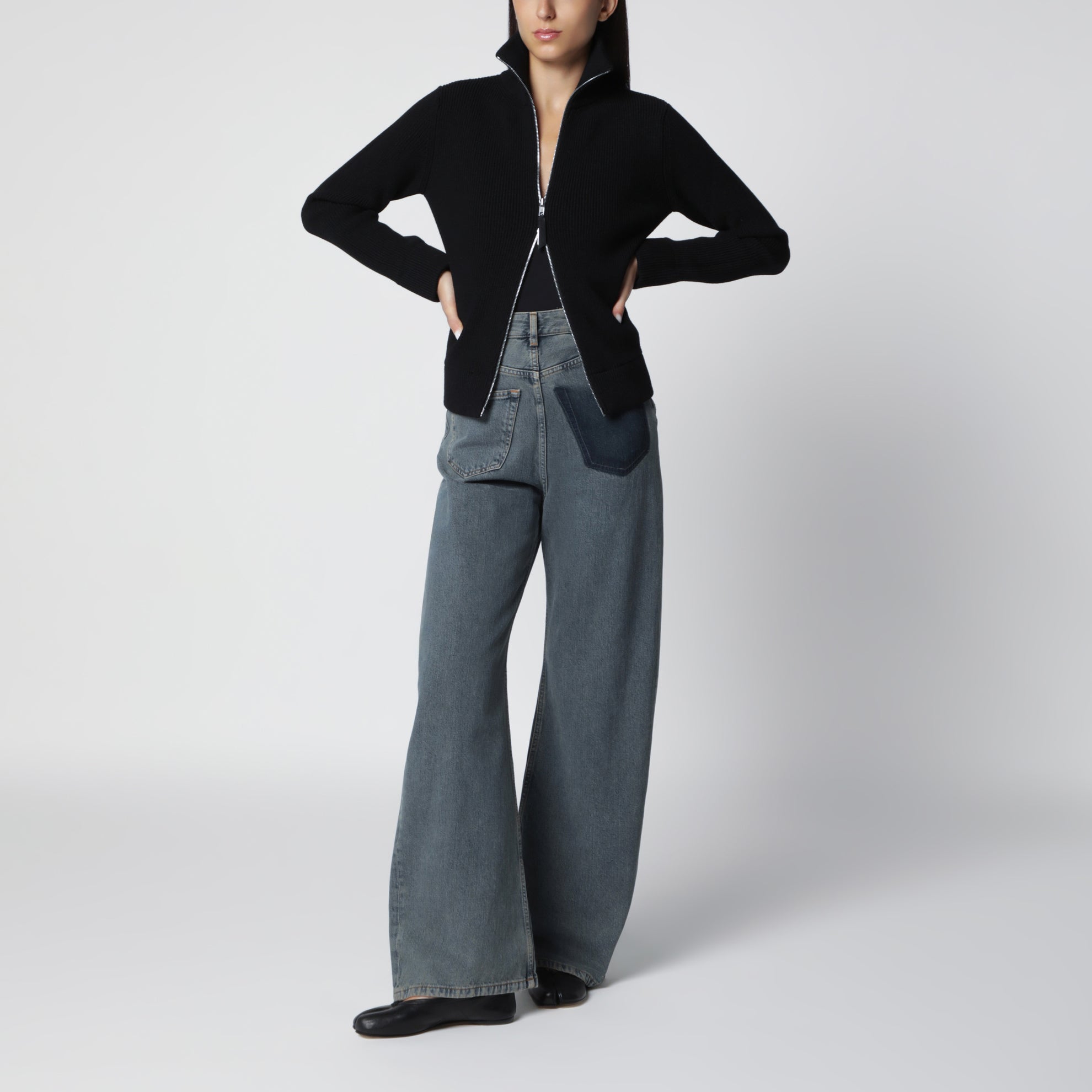 Jeans a gamba larga grigi