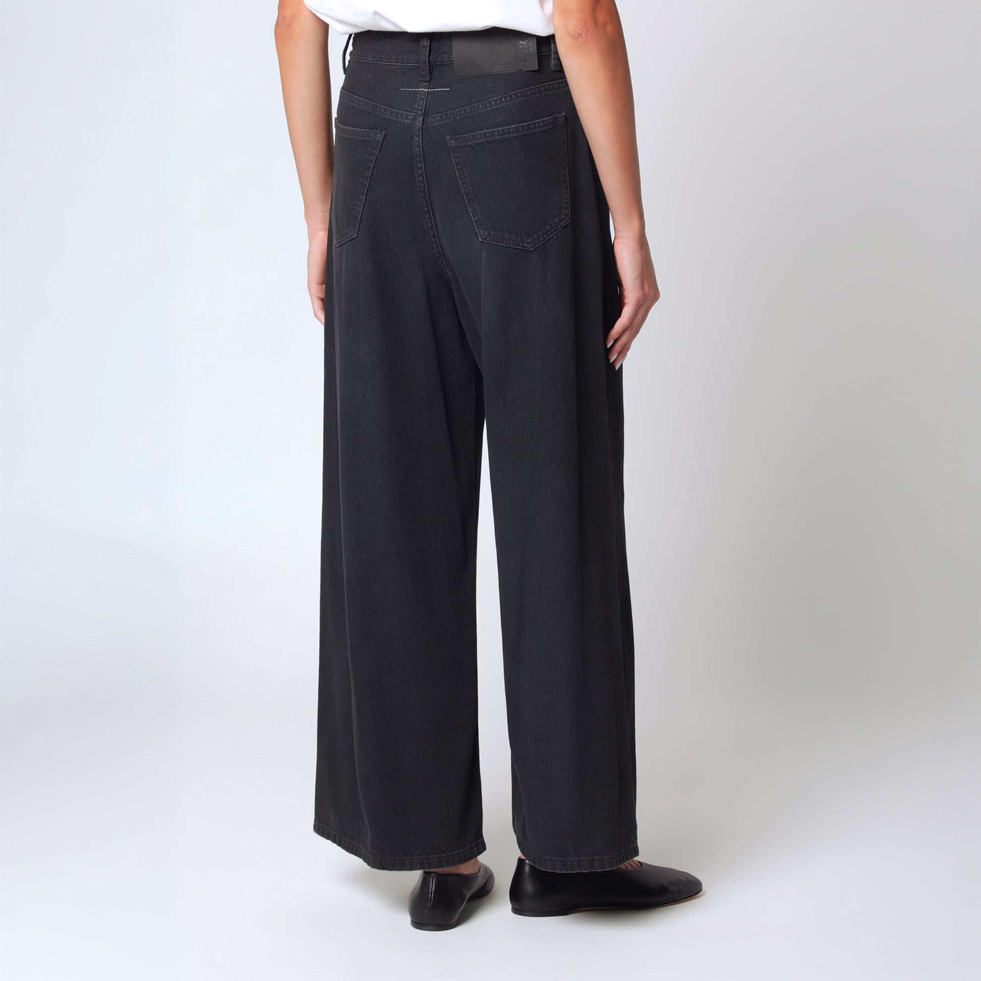 Schwarze Wide-Leg-Cropped-Jeans