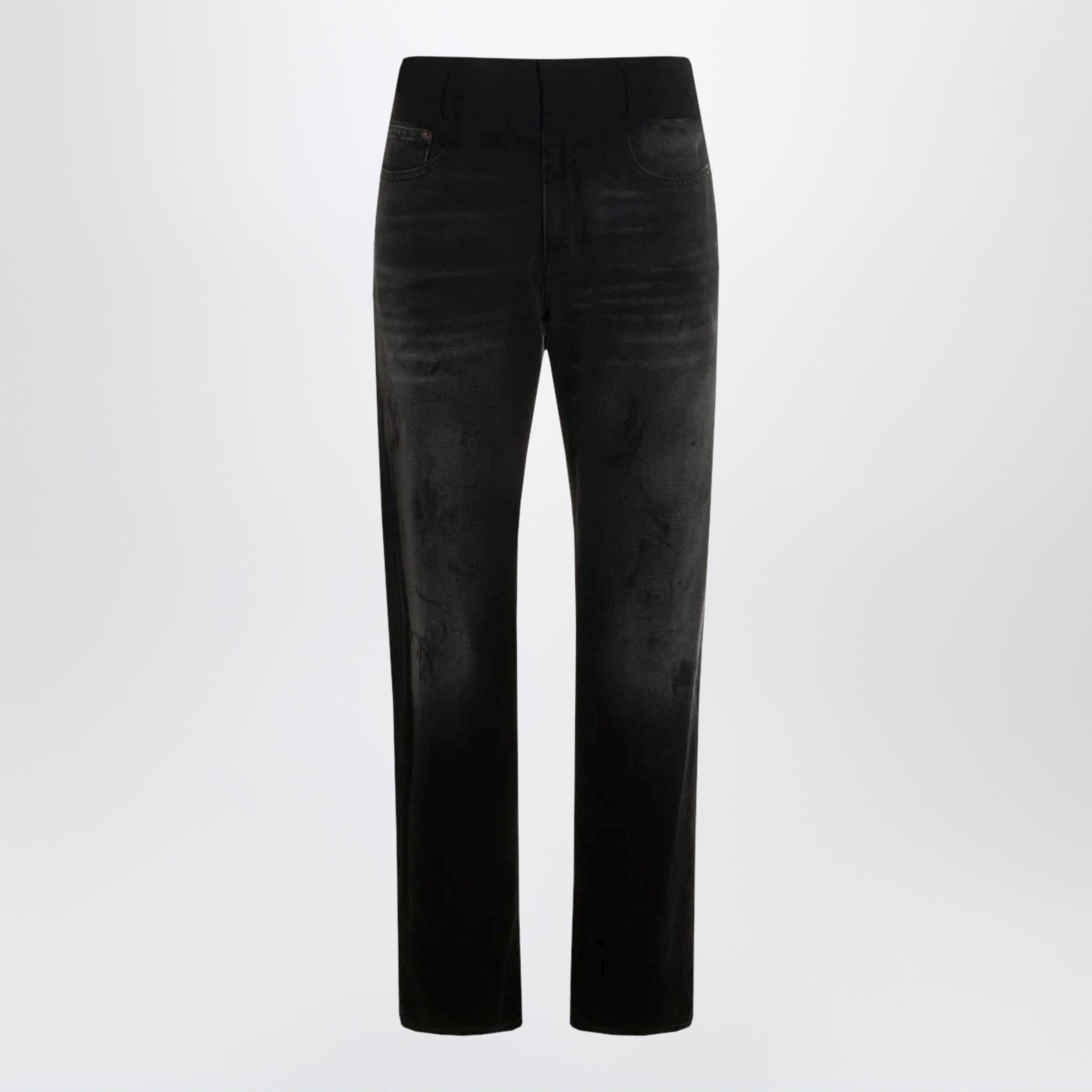 Jeans mit geradem Bein schwarz Used-Effekt
