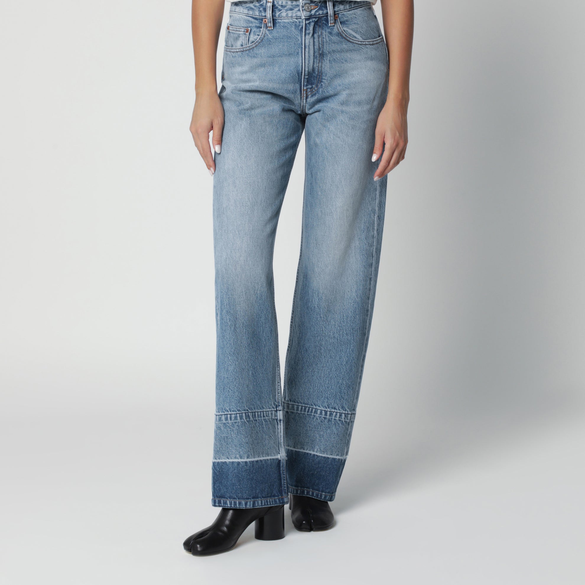 Jeans a gamba dritta in cotone blu