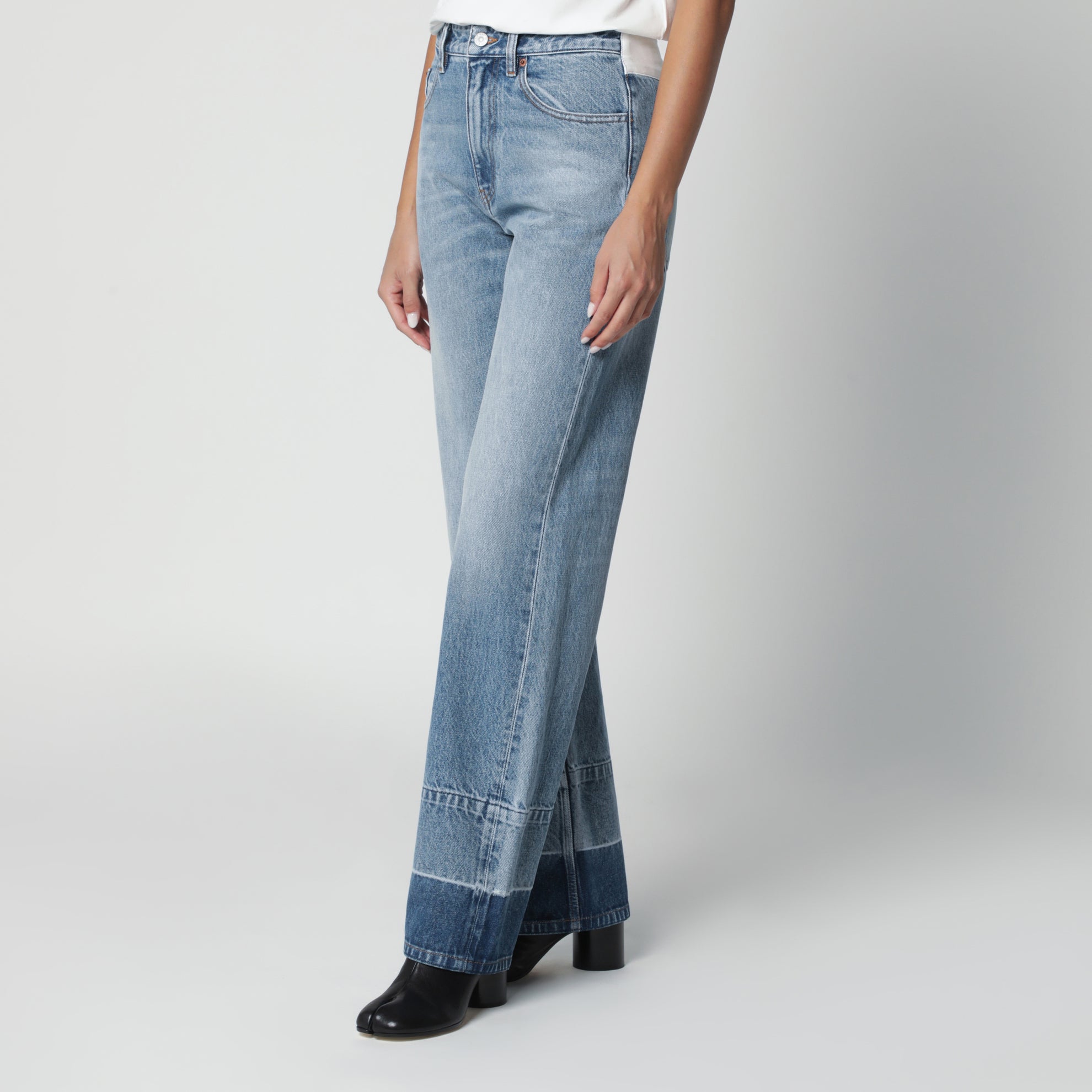 Jeans a gamba dritta in cotone blu