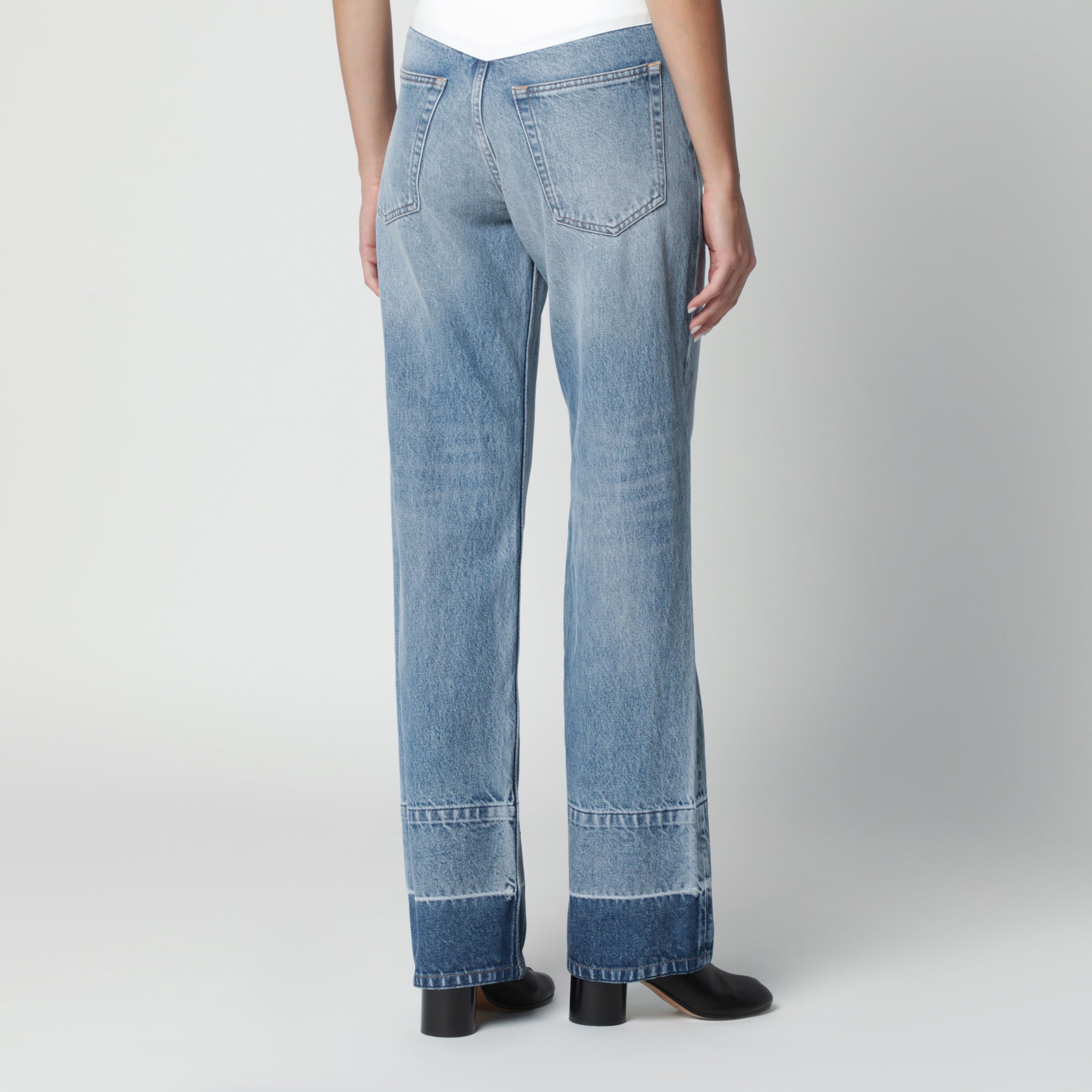 Jeans a gamba dritta in cotone blu