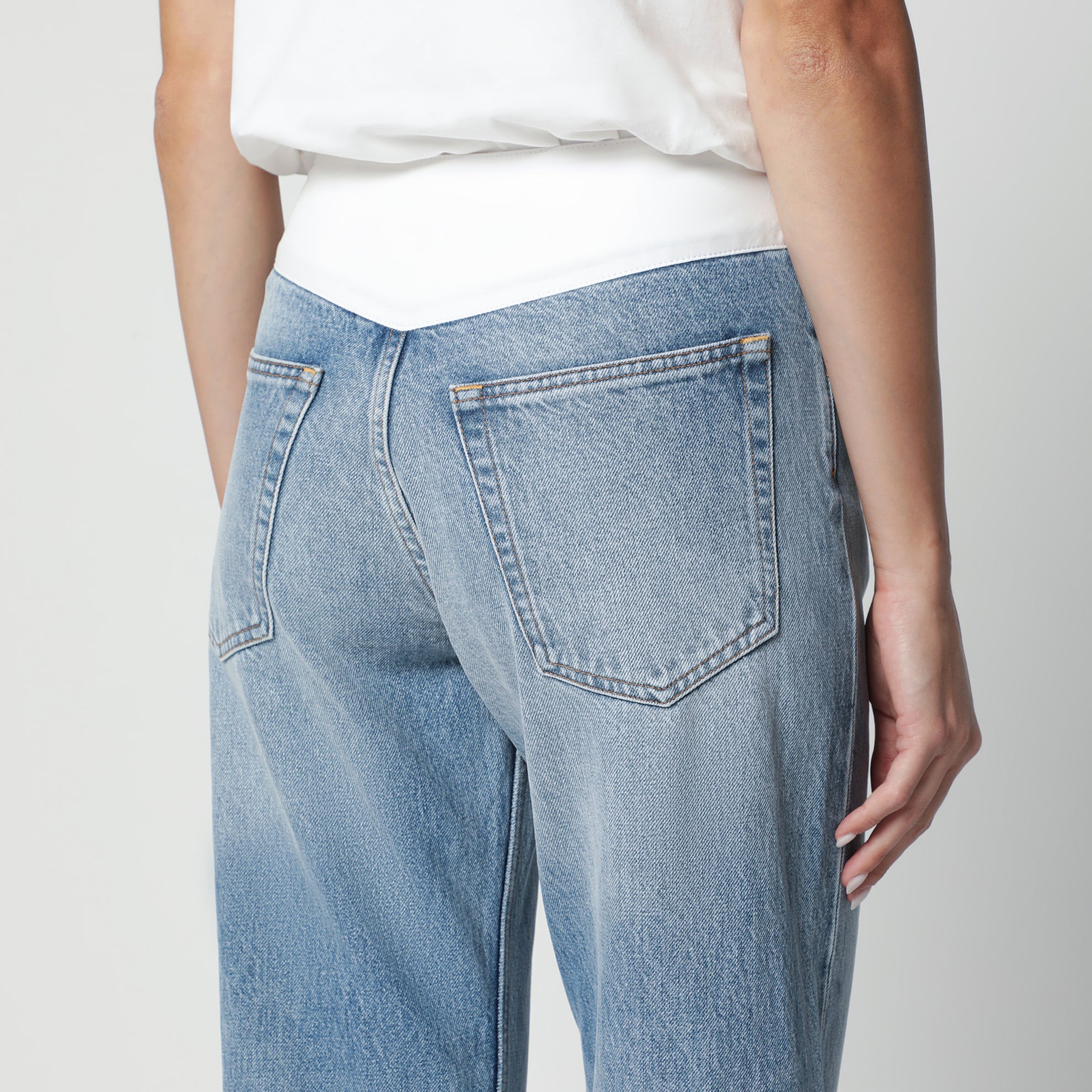 Jeans a gamba dritta in cotone blu