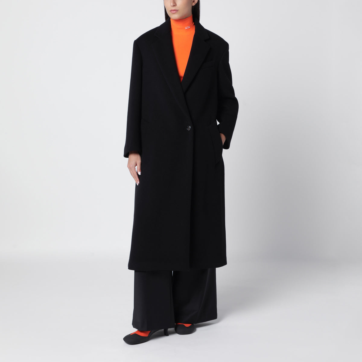 Black wool and cashmere coat