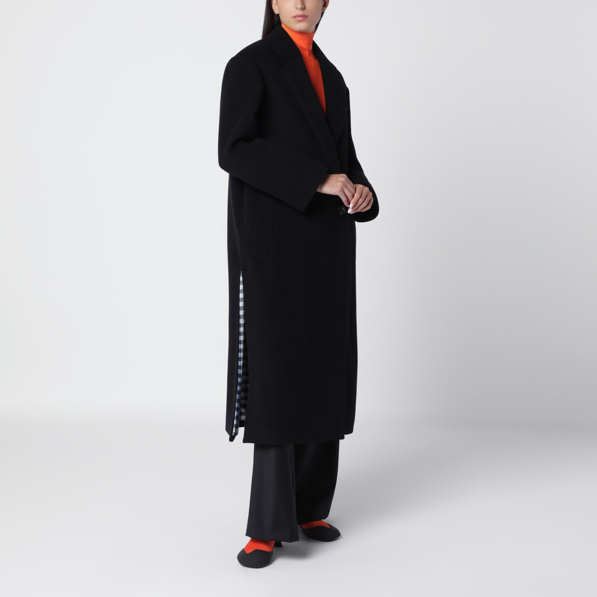 Black wool and cashmere coat
