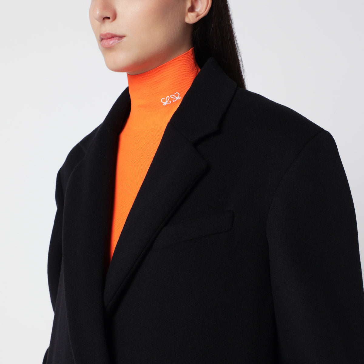 Black wool and cashmere coat