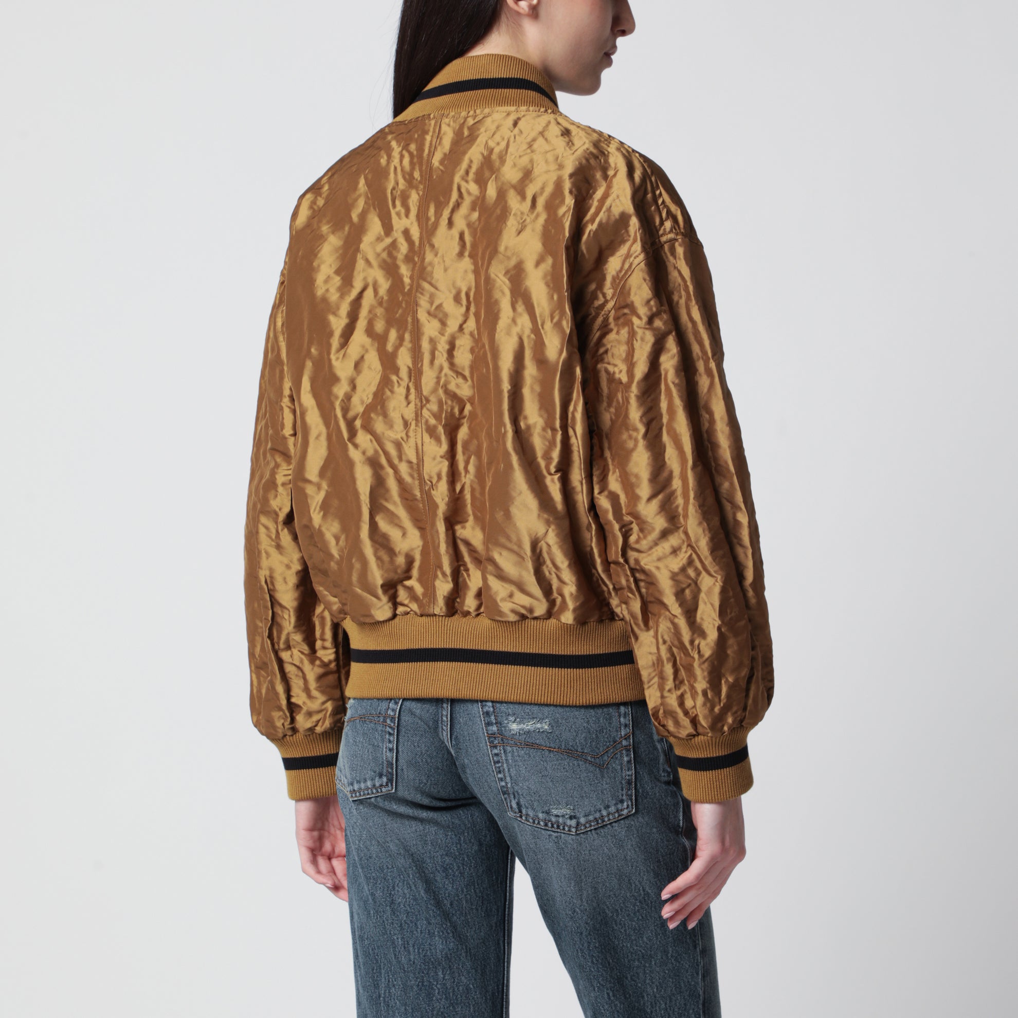 Bomber couleur caramel en taffetas technique