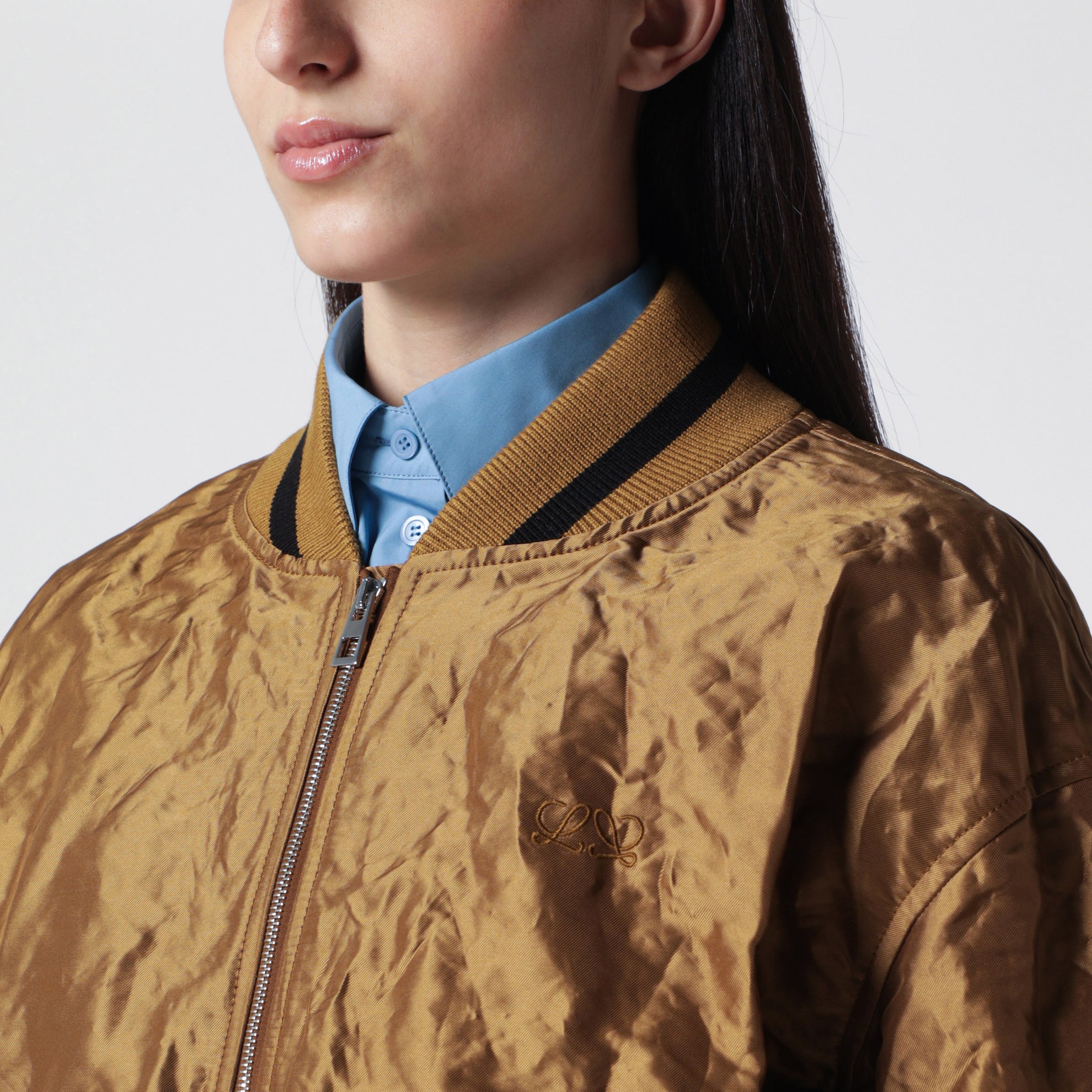 Bomber couleur caramel en taffetas technique