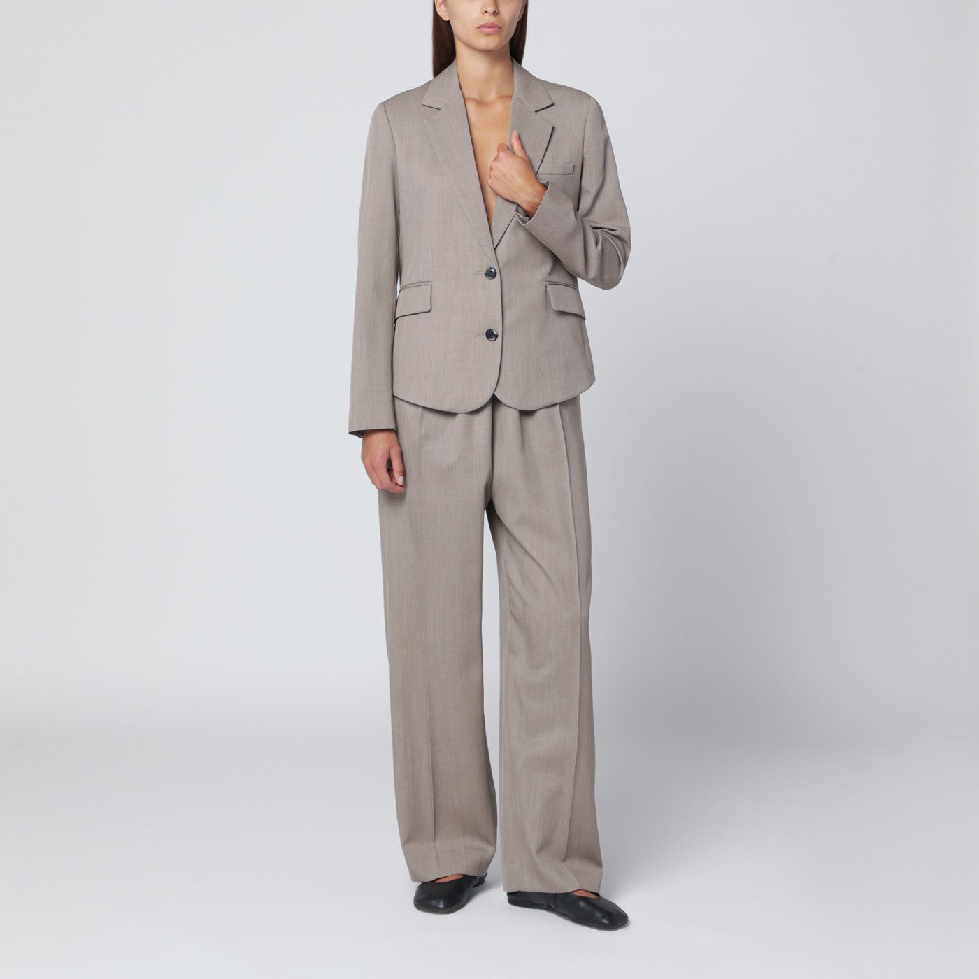 Veste en laine beige chiné