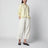 White cotton and silk cropped belted trousers